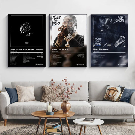 Pop Poster Smoke Shoot Stars Meet Woo 2 Music Album Cover Poster Prints Canvas Painting Art Wall Picture Living Room Home Decor